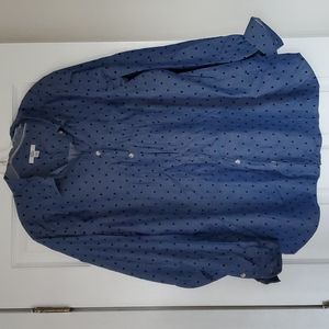 Denim cotton Blouse with Black Polka Dots